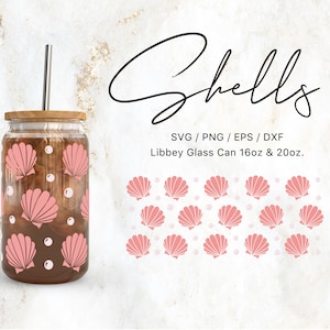 Libbey Glass 16oz | 20oz Sea Shells Svg Files for Cricut & Silhouette Cameo, Seashell Clipart Svg, Sea Clam Svg, Aquatic Svg, Summer svg