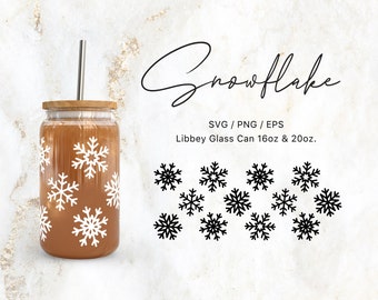 Libbey Glass 16oz | 20oz Snowflake Svg Files for Cricut / Silhouette Cameo, Snowflakes Svg, Snow Svg, Winter Svg, Christmas svg, Glass Can