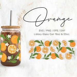 Verre Libbey 16oz | 20oz Orange Blossom Svg Fichiers pour Cricut & Silhouette Cameo, Fruit Svg, Printemps et Été Svg, Floral Svg, Bloom Png