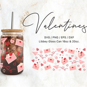 Libbey Glass 16oz | 20oz Love Letter Svg Files for Cricut & Silhouette Cameo, Heart Clipart Svg, Glassware Svg, Valentines Day Svg, Love Png