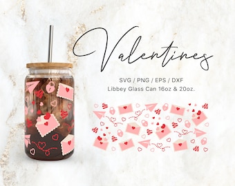 Libbey Glass 16oz | 20oz Love Letter Svg Files for Cricut & Silhouette Cameo, Heart Clipart Svg, Glassware Svg, Valentines Day Svg, Love Png