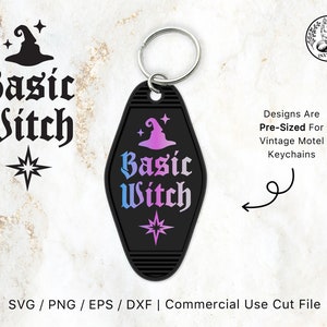 Motel Keychain SVG Basic Witch | Compatible With Cricut Design Space & Silhouette Studio, Vintage, Motel keytag Svg, Keyring Svg, Halloween