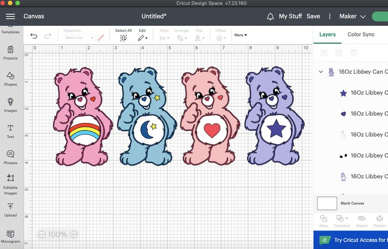 May include: Four colorful cartoon bear designs. Each bear is a different color: pink, light blue, pink, and purple. Each bear has a different design on its belly: a rainbow, a moon and star, a heart, and a star.