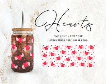 Libbey Glass 16oz | 20oz Winged Hearts Svg Files for Cricut & Silhouette Cameo, Heart Clipart Svg, Glassware Svg, Valentines Day Svg, Love
