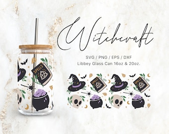 Libbey Glas Dose 16oz | 20 Unzen Hexerei-Svg-Dateien für Cricut / Silhouette Cameo, Spell book svg, Fall svg, Halloween svg, Spooky svg, Witch