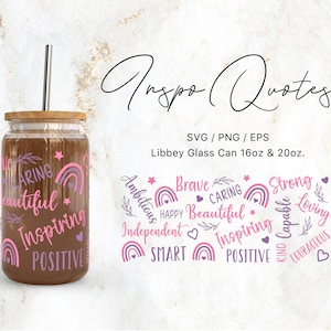 Libbey Glass 16oz | 20oz Inspirujące Cytaty Pliki Svg dla Cricut & Silhouette Cameo, Love Clipart Svg, Glassware Svg, Positivity Svg, PNG