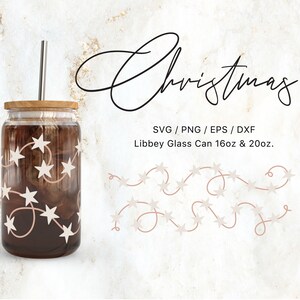 Libbey-glas 16oz | 20oz sterrenhemel String Lights Svg-bestanden voor Cricut / Silhouette Cameo, ster Svg, kerst Svg, Winter Svg, sterren Svg