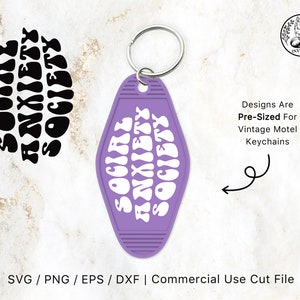 Motel Keychain SVG Social Anxiety Society | Compatible With Cricut Design Space & Silhouette Studio, Vintage, Wavey Svg Mental Health Svg