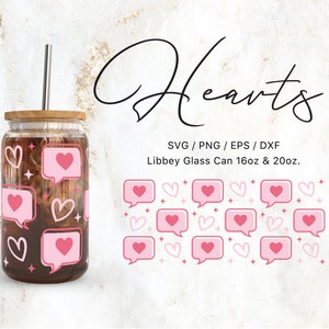 Libbey Glas 16oz | 20 Unzen Herz Sprechblasen-Svg-Dateien für Cricut & Silhouette Cameo, Glaswaren-Svg, Valentinstags-Svg, Liebe Png, niedlich svg