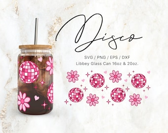 Libbey Glass 16oz | 20oz Disco Ball Svg Files for Cricut & Silhouette Cameo, Glassware Svg, Preppy Svg, Y2K Svg, Diva Svg, Glass Can Wrap