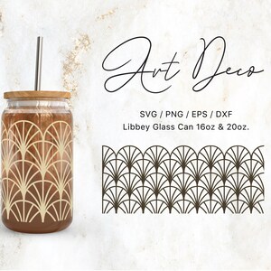 Libbey Glas 16oz | 20 Unzen Art-Deco-Line-Art-Svg-Dateien für Cricut & Silhouette Cameo, Clipart SVG, Glaswaren SVG, Vintage SVG, Seamless Png