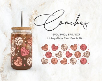 Libbey Glass 16oz | 20oz Concha Svg File for Cricut & Silhouette Cameo, Conchas Svg, Pan Dulce Svg, Glassware Svg, Sweet Bread Svg