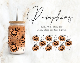 Libbey Glas Dose 16 Unzen / 20 Unzen Spooky Kürbis-Svg-Dateien für Cricut & Silhouette Cameo, Clipart, Herbst SVG, Herbst svg
