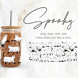 Libbey Glass 16oz | 20oz Ghost Cats Svg Files for Cricut & Silhouette Cameo, Halloween Svg, Kitty Svg, Pet Svg, animal svg, spooky cat svg