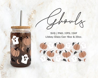 Libbey Glass Can 16oz | 20oz Pumpkin Ghouls Print Svg Files for Cricut / Silhouette Cameo, Clipart Svg, Fall Svg, Autumn Svg, Halloween svg