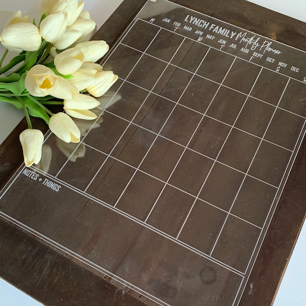 Monthly Planner | Weekly Planner | Perpetual Calendar | Reusable | Magnetic | Engraved | Acrylic