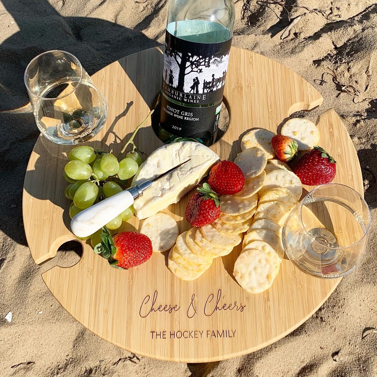 Personalised Picnic Wine Table Bamboo Wine and Cheese Etsy Australia