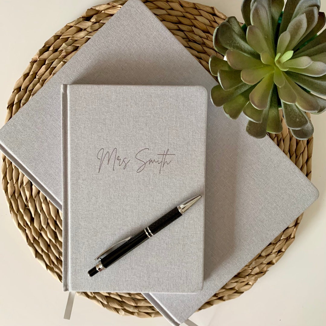 Linen Notebook | Personalised Journal | 200pages | Lined Pages | Blank ...