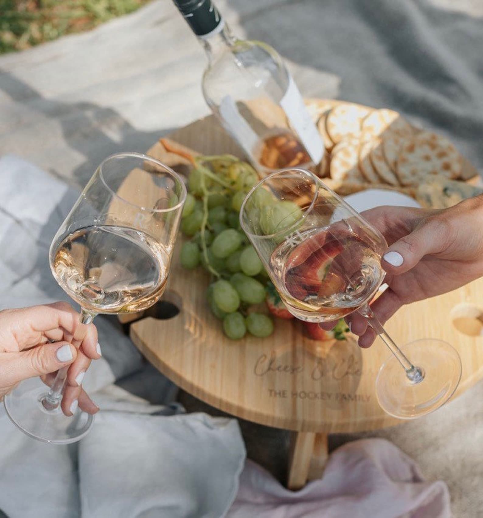 Personalised Picnic Wine Table Bamboo Wine and Cheese Etsy Australia