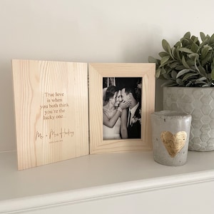 Fotolijst trouwdag | Gepersonaliseerde lijst | Huwelijkscadeau | Verlovingscadeau | Houten fotolijst | Fotoalbum