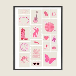 Decoración artística con sellos vintage de Taylor Swift Obra de arte de Taylor Swift Póster de Taylor Swift Decoración de oficina en casa de Taylor Swift Póster de sellos vintage