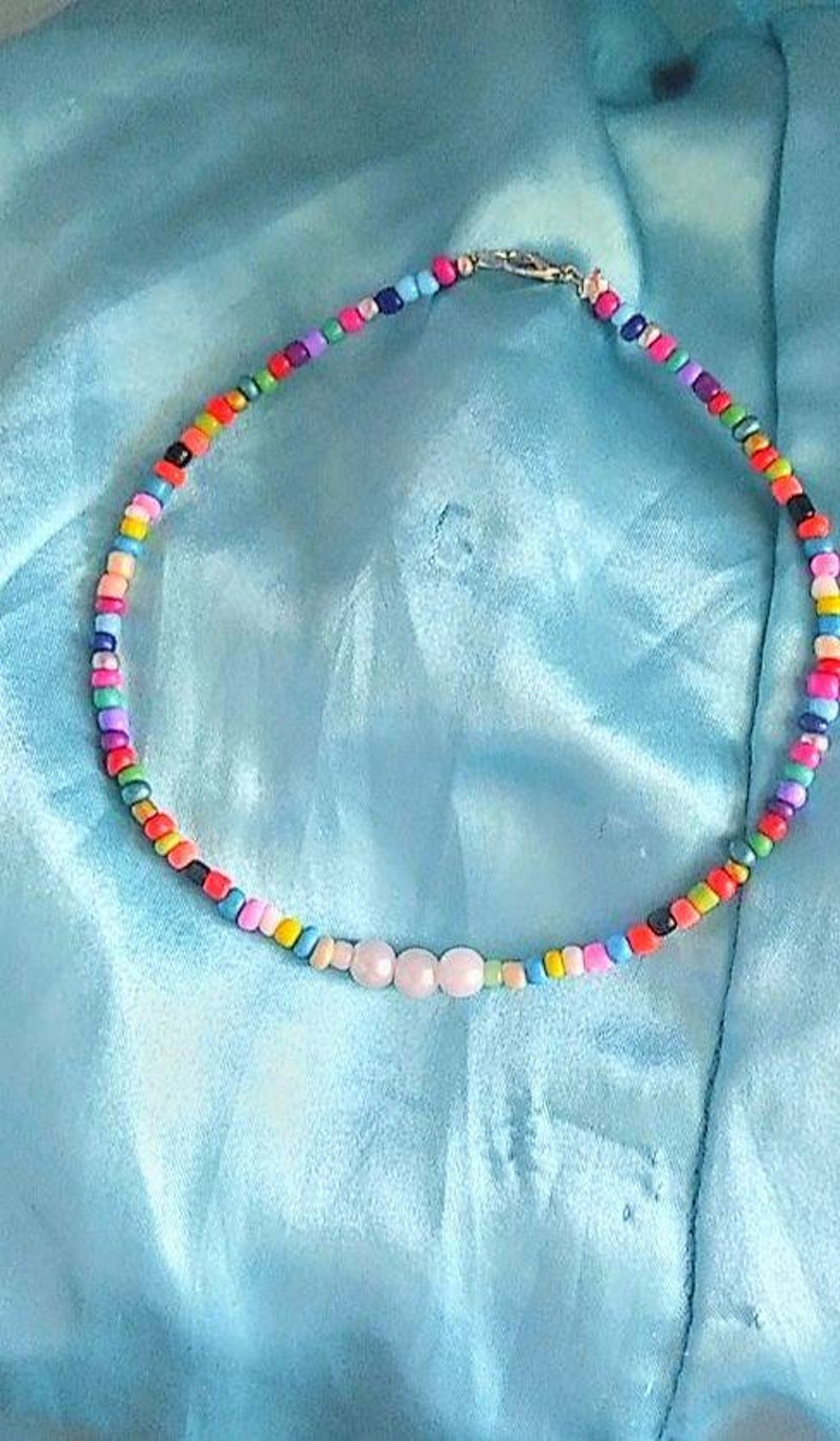 Indie Beaded Pearl Necklace Tik Tok Trendy Rainbow Beaded Etsy