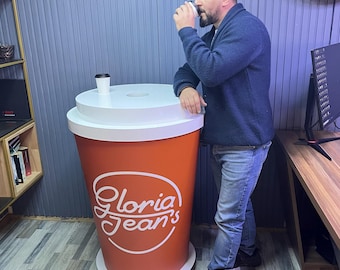 Mesa gigante de metal para café, mobiliario comercial para cafeterías de exterior, con logotipo personalizado.