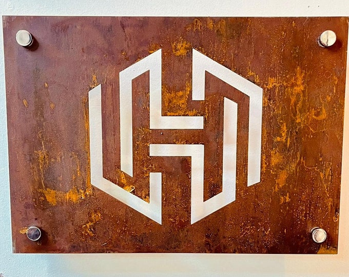 Custom Corten Steel Sign, Laser Cut Rusted Metal Sign, Double Sided ...