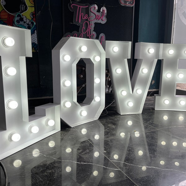White Love Light Up Letters, large letter lights, love sign, Marquee Light Up Letters, Large Love Letter, Large wedding letters