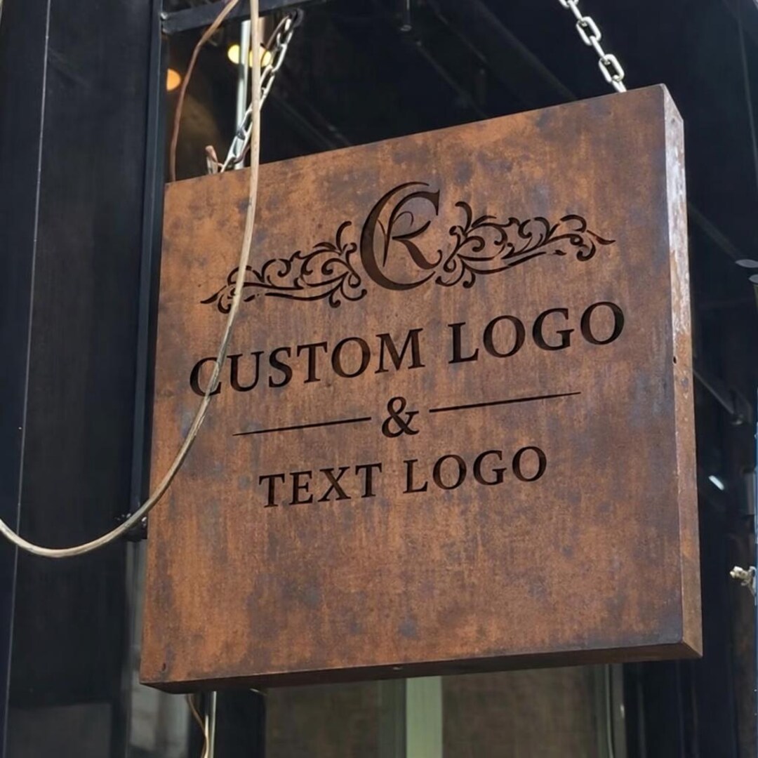 Custom Corten Steel Sign, Laser Cut Rusted Metal Sign, Double Sided ...