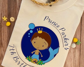 Personalized Kids Mermaid Prince Birthday Shirt