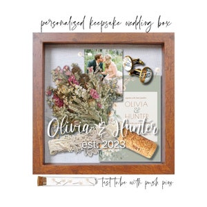 Wedding Memories Keepsake Shadowbox • Personalized With ANY Names and Year • 10X10 with Finish Options • Wedding Gift • Wedding Keepsake