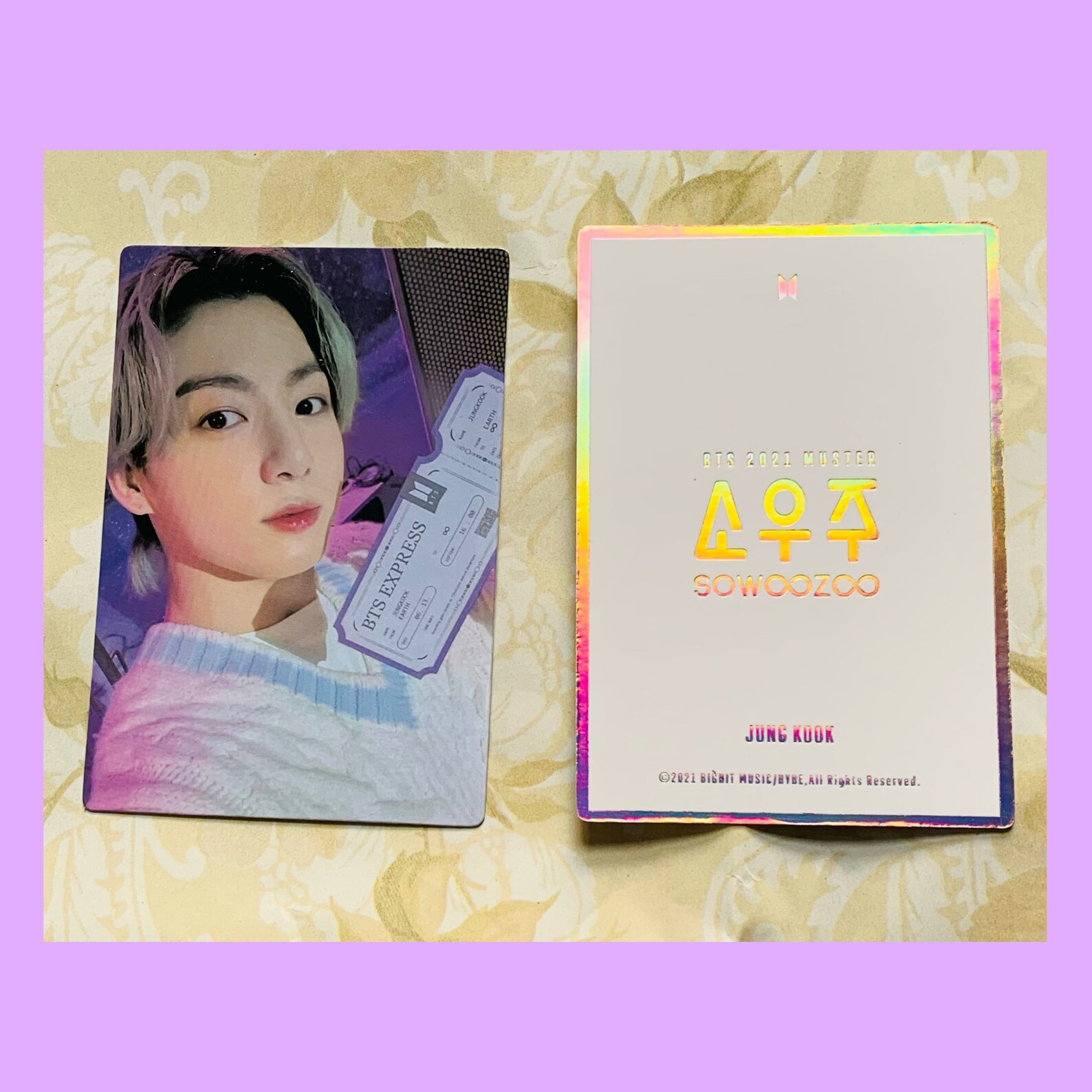 bts sowoozoo holo ticket photocards replica kpop pc etsy