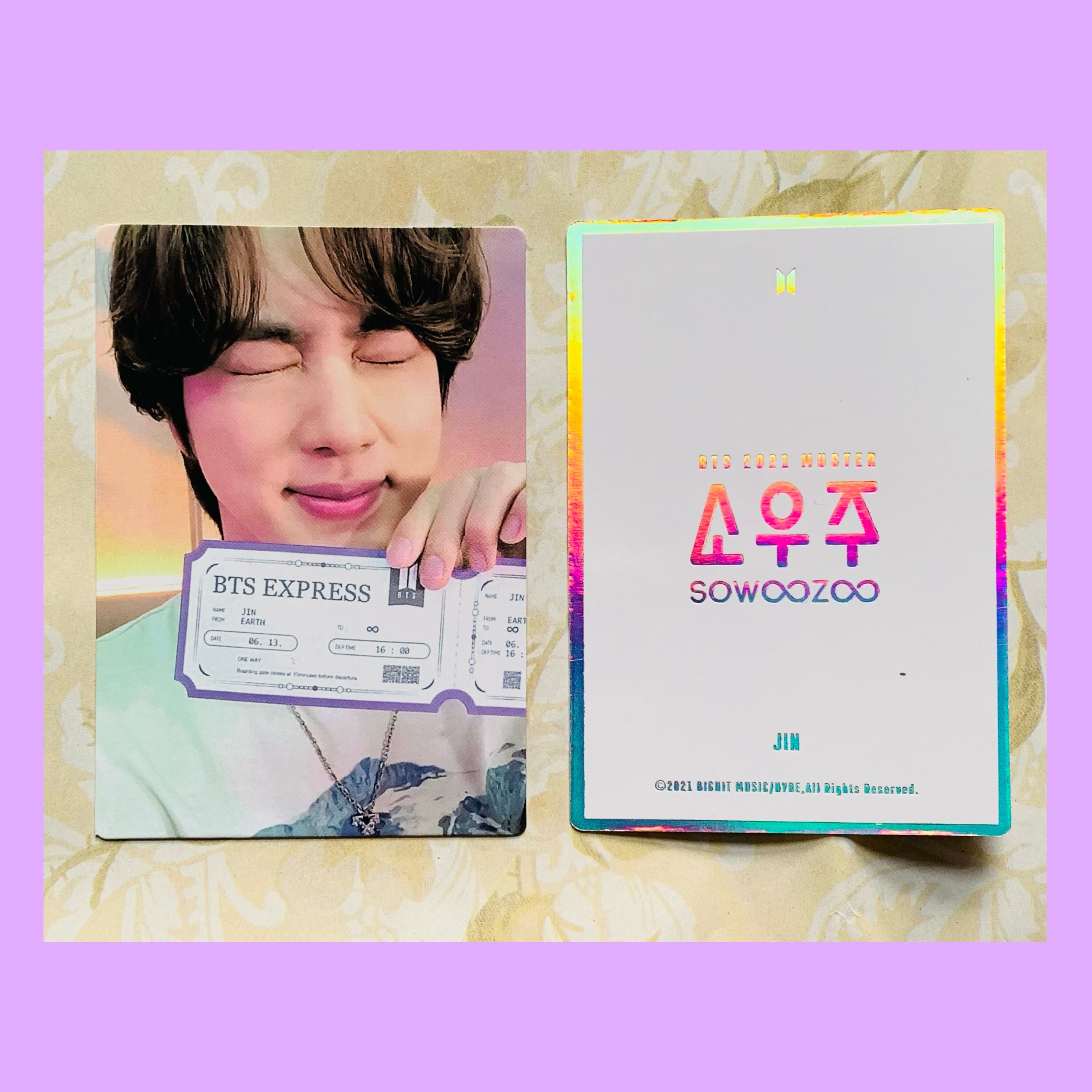 bts sowoozoo holo ticket photocards replica kpop pcs etsy