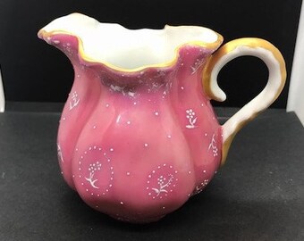 Vintage schöne Paula weiß handbemalt rosa Porzellan Creamer