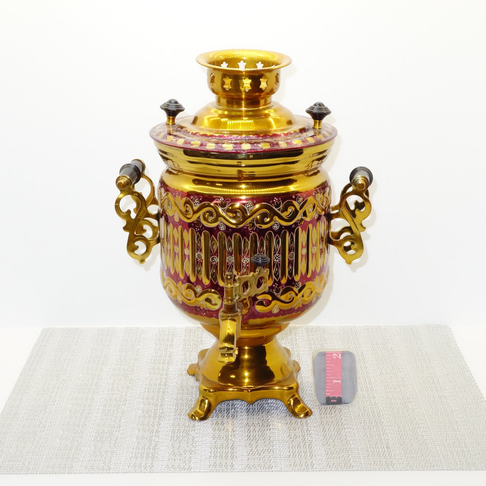 Vintage Turkish Russian coffee urn red gold Etsy