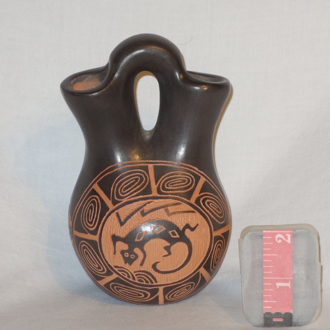 Nicely Carved Vintage Native American Wedding Vase. Signed MS Etsy
