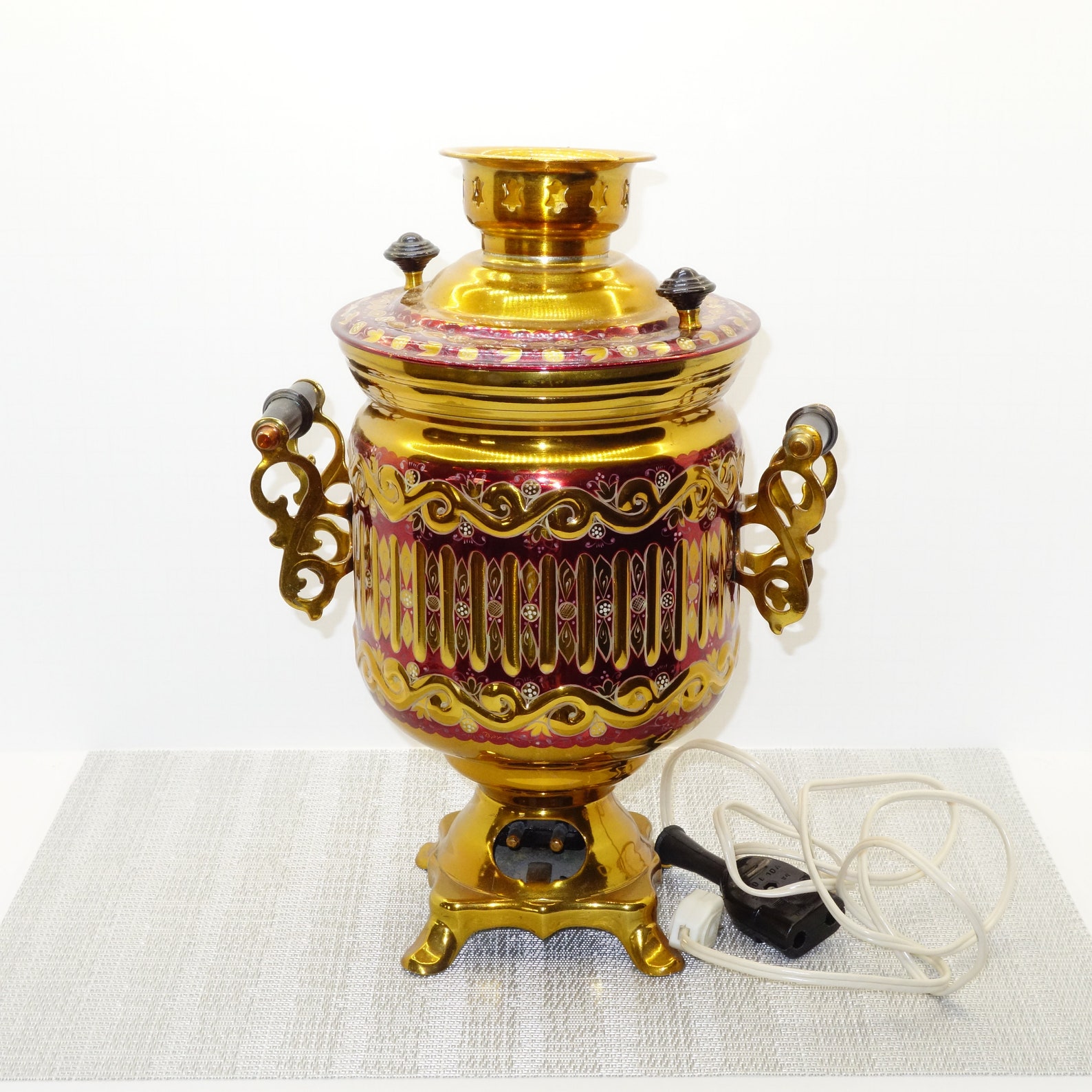 Vintage Turkish Russian coffee urn red gold Etsy
