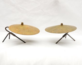 Pair of Mid Century Brass DRUM PLATES