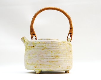 Handmade CERAMIC TEA KETTLE With Wooden Handle Jug Pitcher