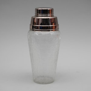 21 x 9 Vintage CRACKLE GLASS SHAKER Crystal Glass Cocktail Mixer Martini Shaker