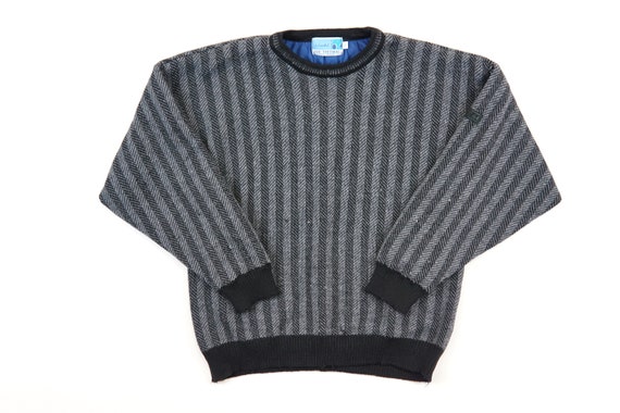 vtg Oscar De La Renta sweater wool angora blend grey and black 90s 80s 70s
