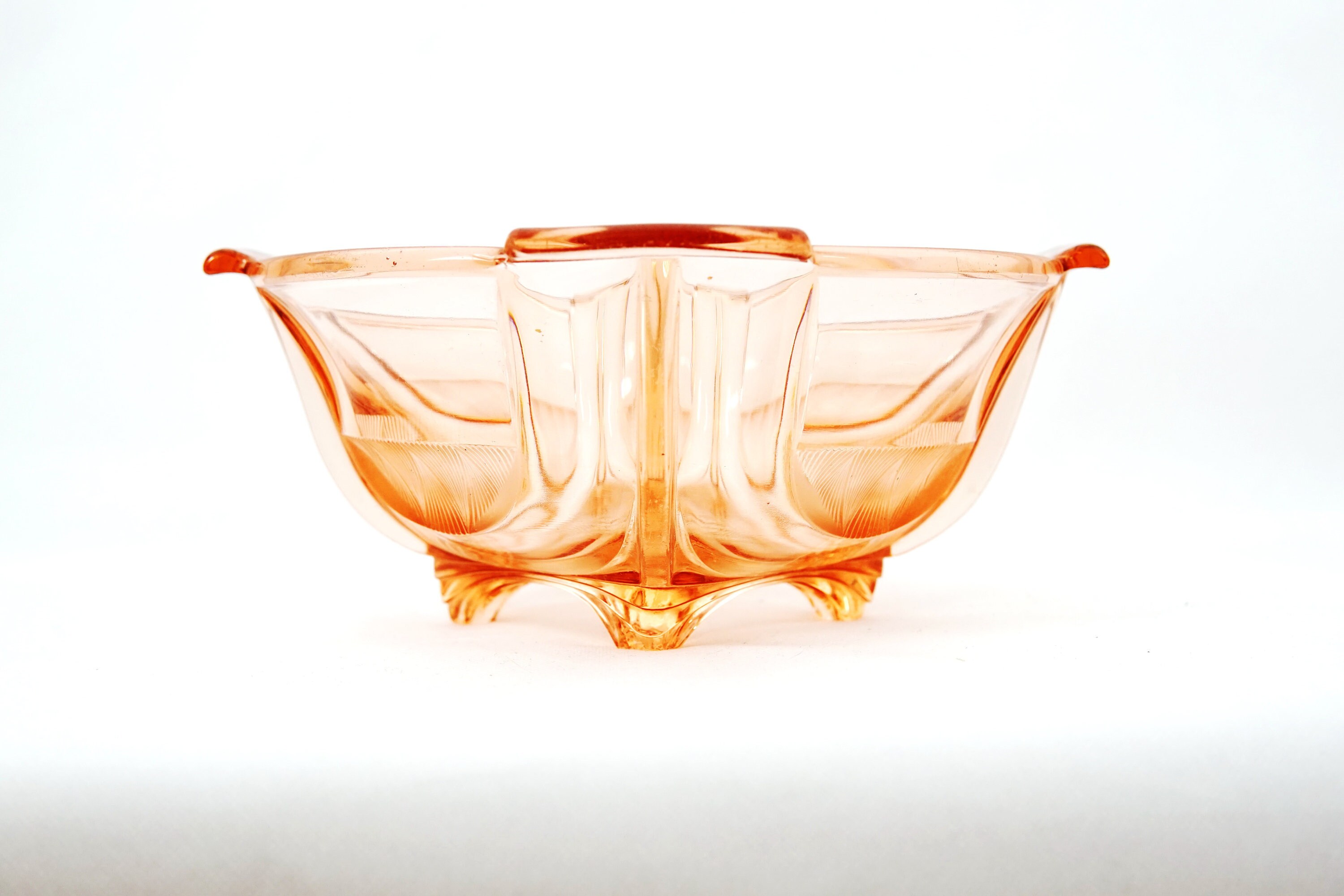 ART DECO Heavy Pressed Crystal BOWL Antique 30s 40s Handmade Etsy