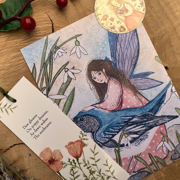 Springtime Fairy Art Print (5x7”) + Bookmark and Sticker