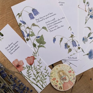 Nature Poetry Bundle (5 mini art prints 4x6”) + bookmark and sticker