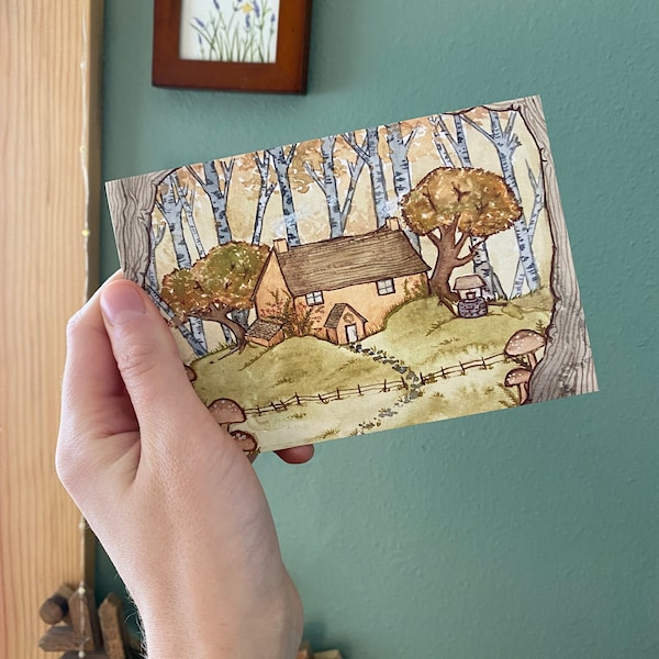 The Cozy Cottage - Mini Art Print - 4” x 6” + bookmark and sticker