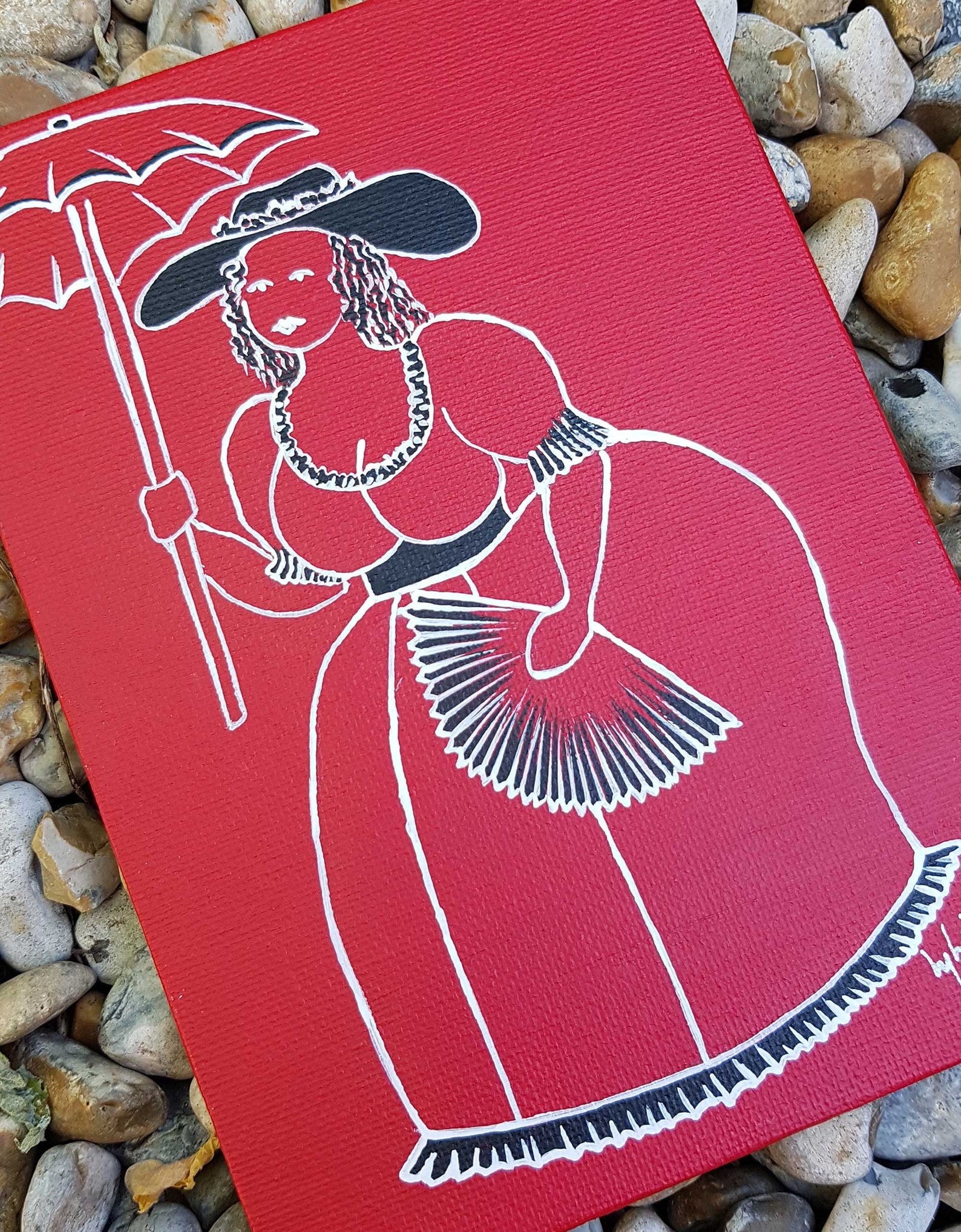 Dame Lorraine Original Art, Acrylic Painting, Trinidad, Barbados 