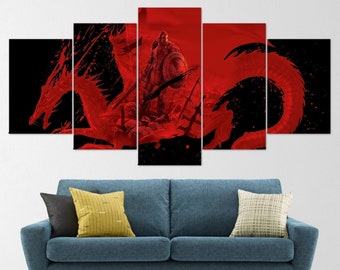 Dragon Age, Inquisitions, 5 Piece Canvas Wall Art, Dragon Age Origins, Dragon Age Wall Art, Dragon Age Poster, Dragon Age 2 5 Panel