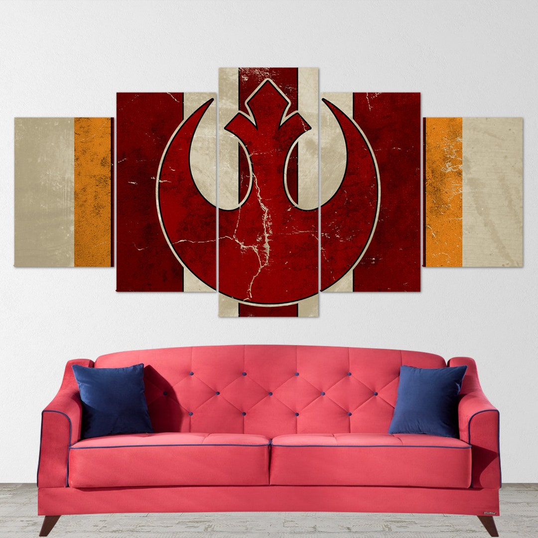 Star Wars Rebellion Symbol Flag 5 Piece Canvas Wall Art, X-wing, Canvas ...