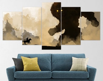 Shadow of The Colossus, 5 Piece Canvas Wall Art, Shadow of The Colossus Wall Art, Shadow of Colossus Poster, Shadow of The Colossus 5 Panel